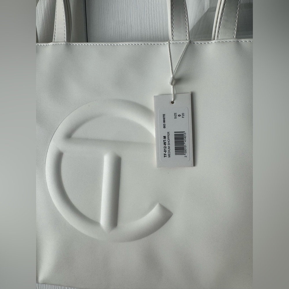 Telfar White Medium Shopping Bag Tote Shoulder Satchel Faux Leather - Picture 7 of 11